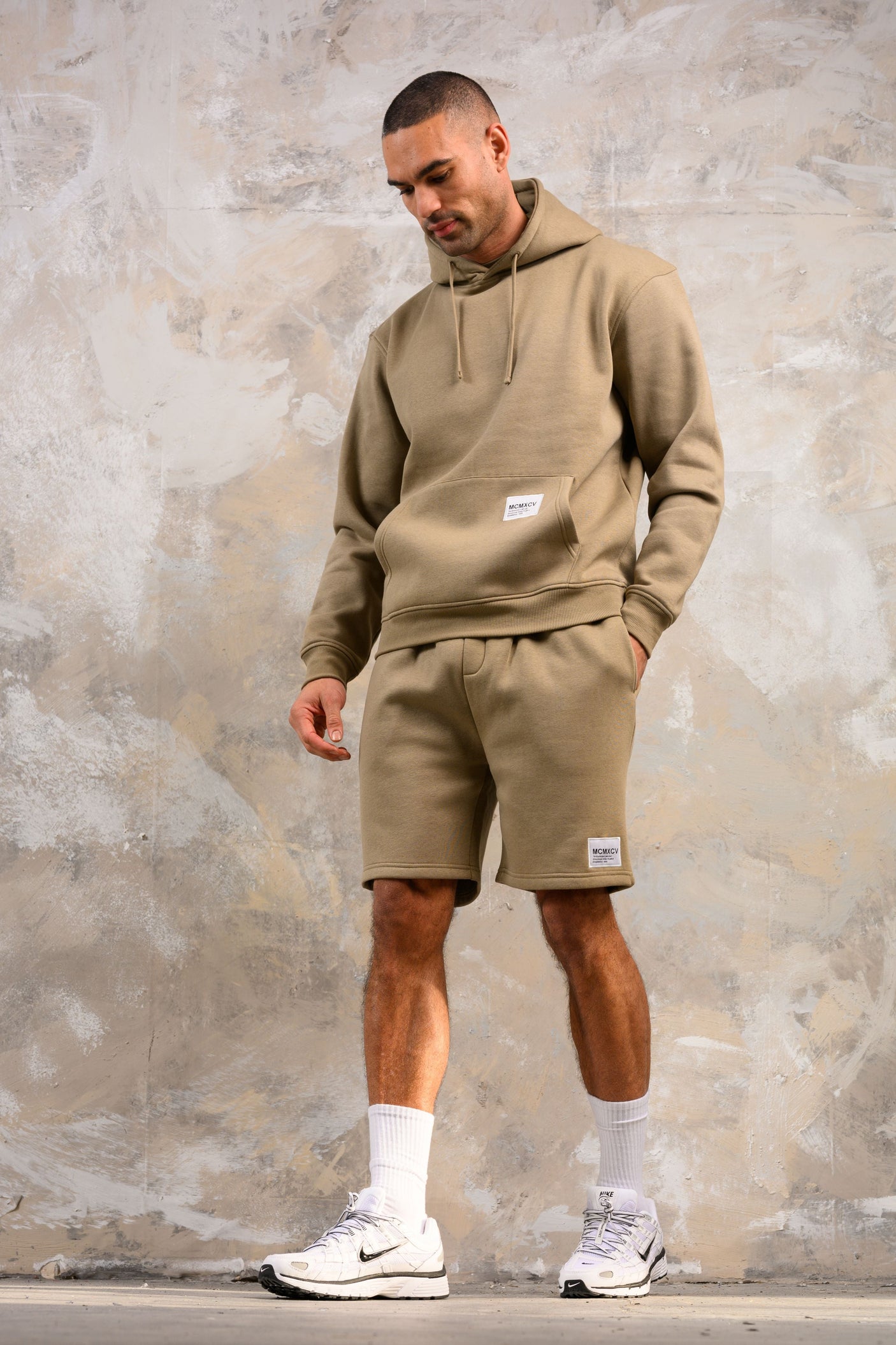 APOLLO HOODY TEE & SHORT SET - STONE