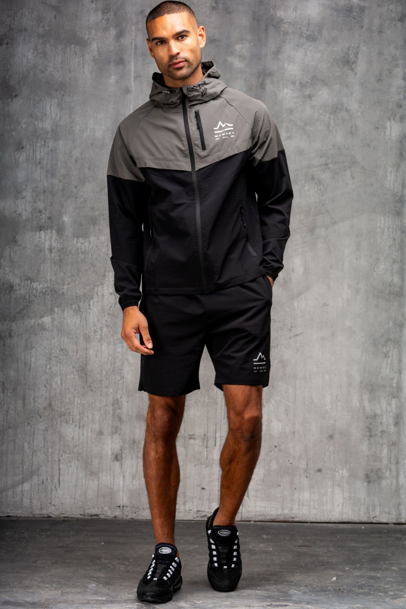 ASCENT WINDBREAKER JACKET & SHORT - CHARCOAL/BLACK
