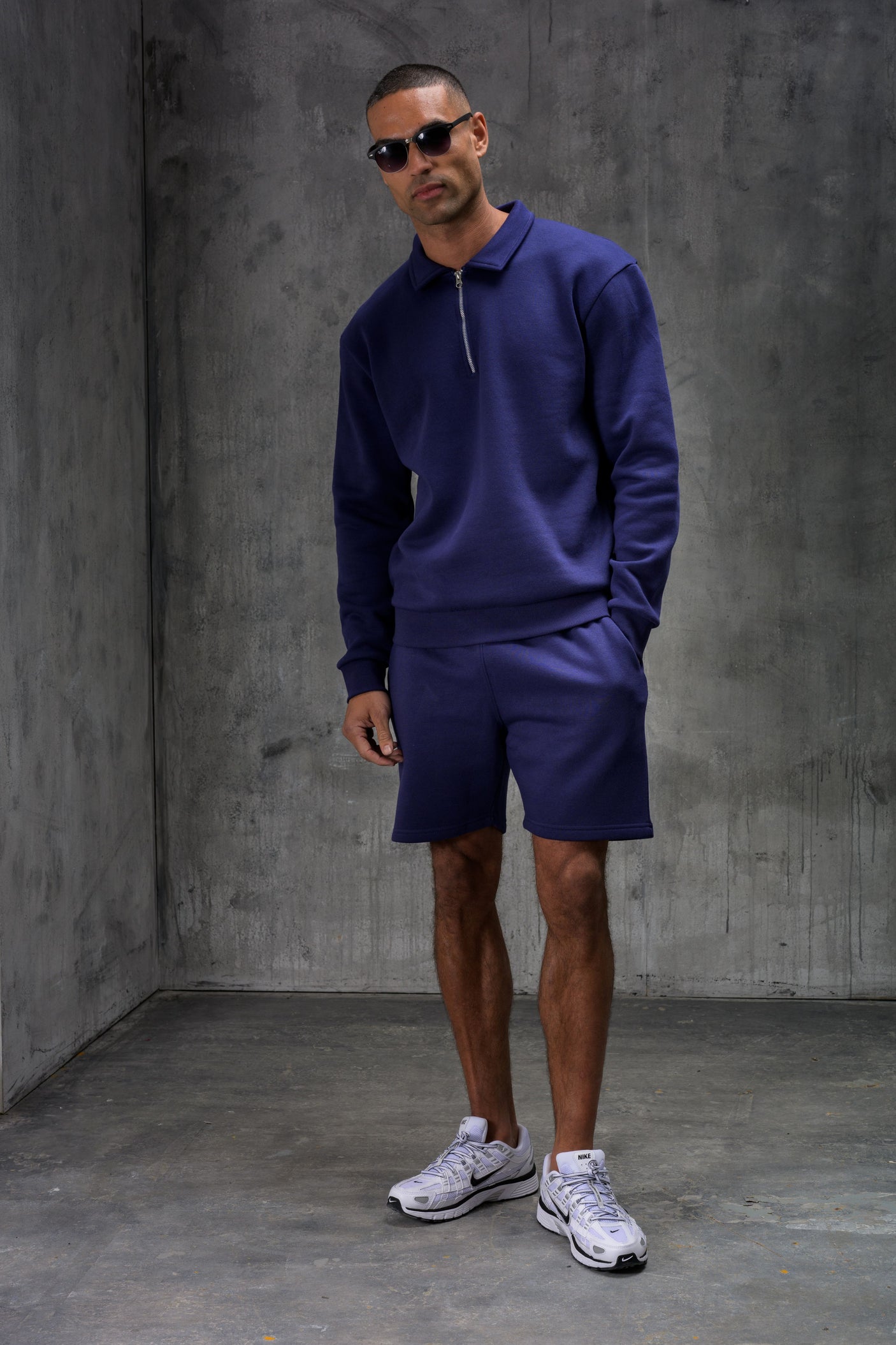 MATEUS 1/4 ZIP & SHORT SET - BLUE