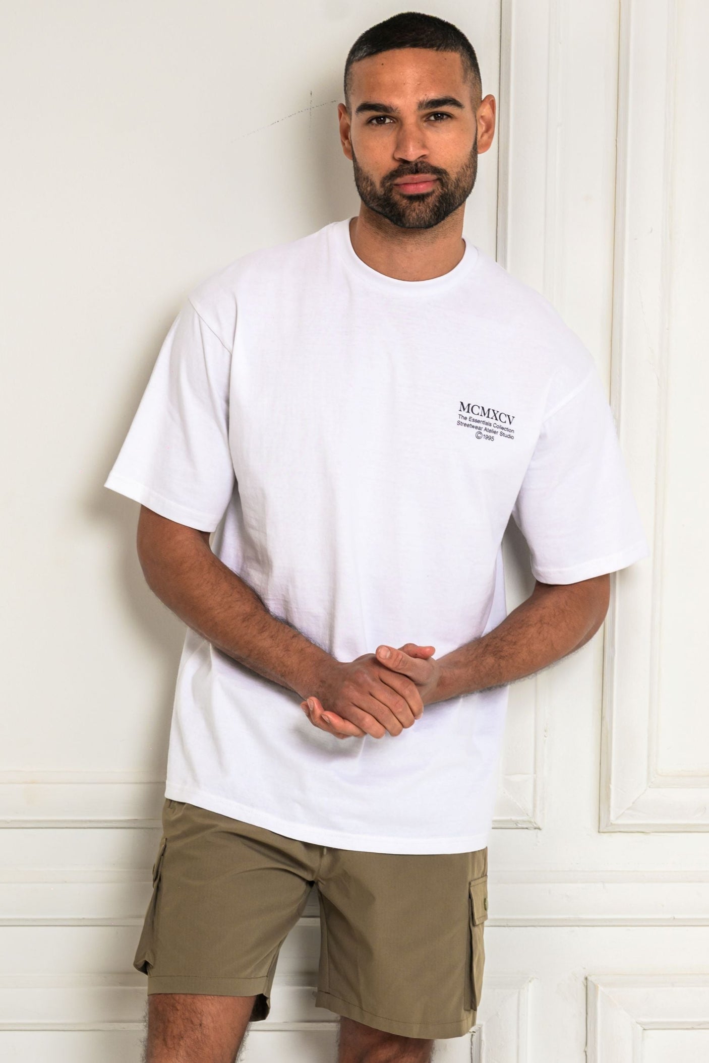 ESSENTIAL T-SHIRT & SHORT SET - WHITE/TAUPE