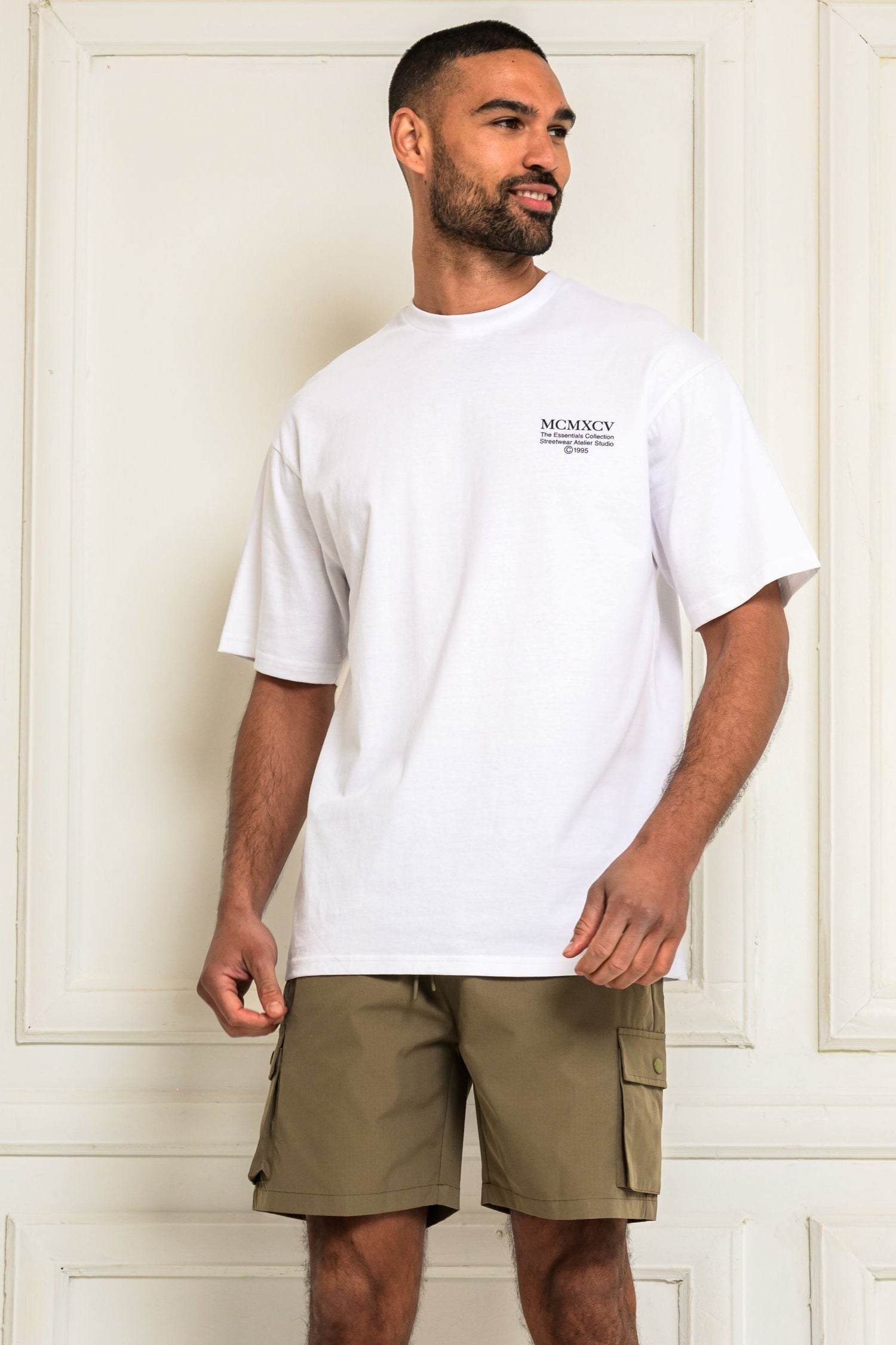 ESSENTIAL T-SHIRT & SHORT SET - WHITE/TAUPE