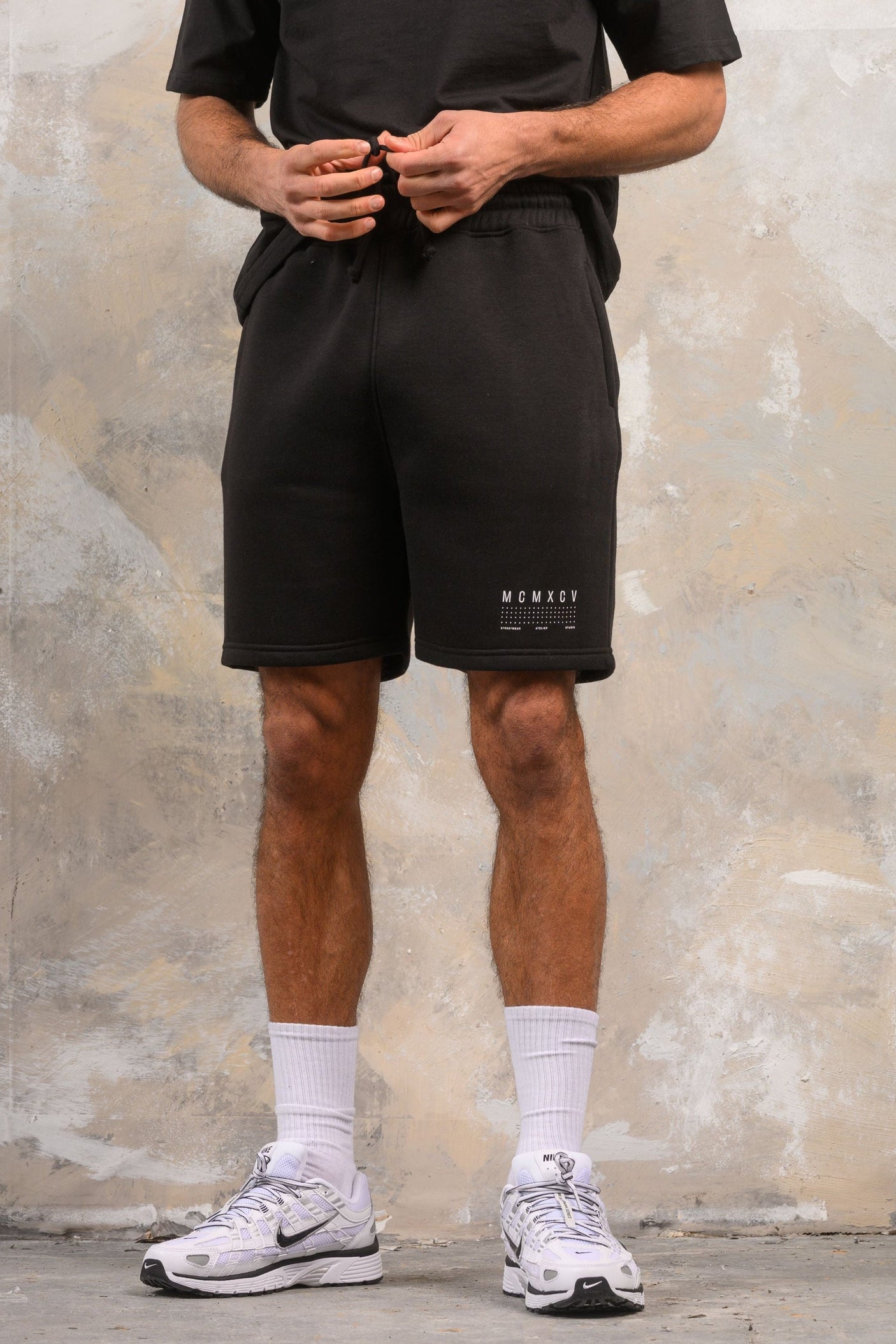 FENTON HOODY TEE & SHORT SET - BLACK