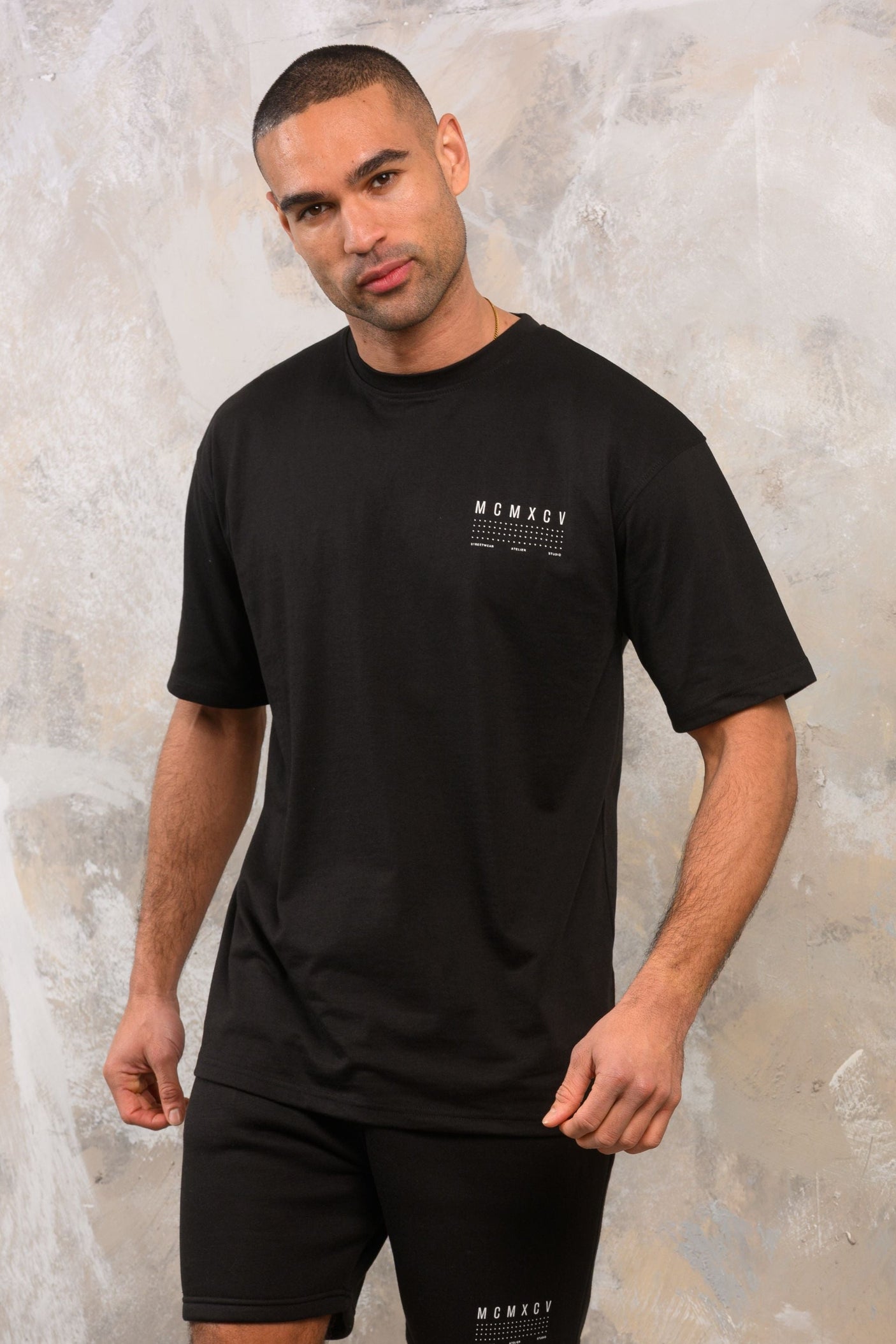 FENTON HOODY TEE & SHORT SET - BLACK