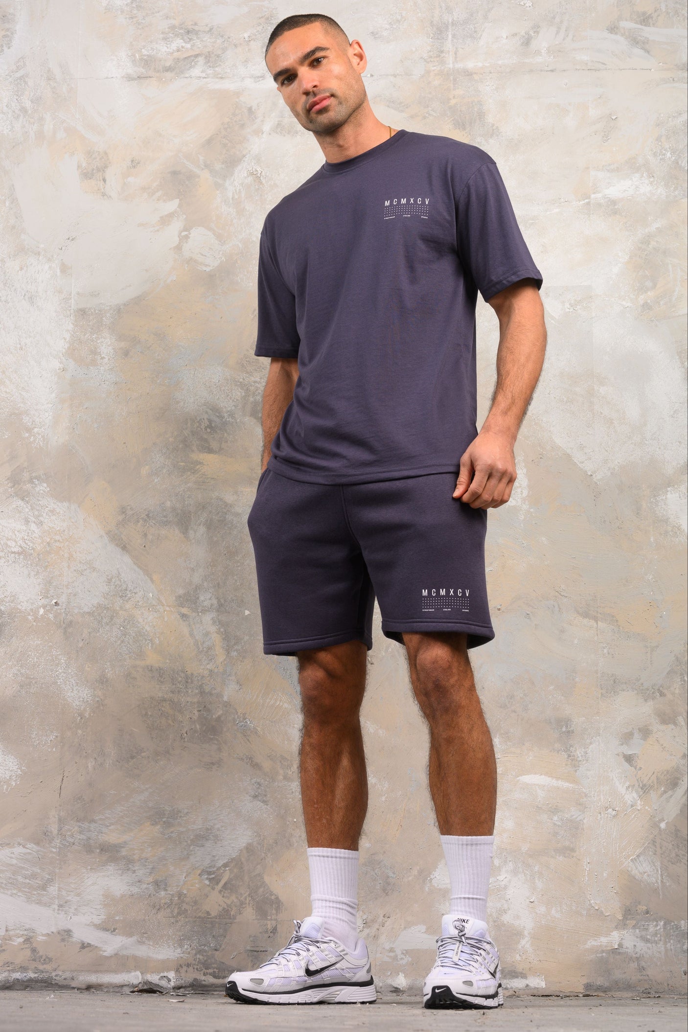 FENTON HOODY TEE & SHORT SET - NAVY
