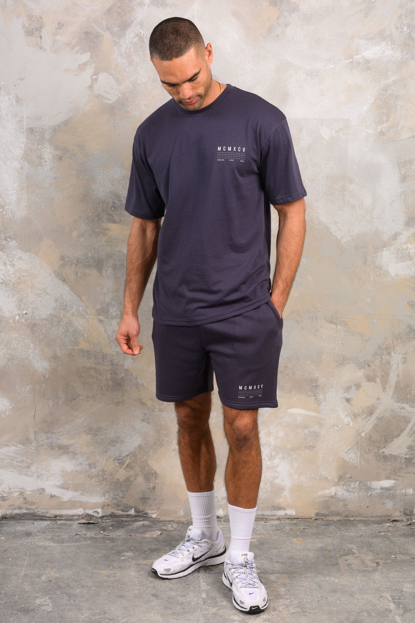 FENTON HOODY TEE & SHORT SET - NAVY