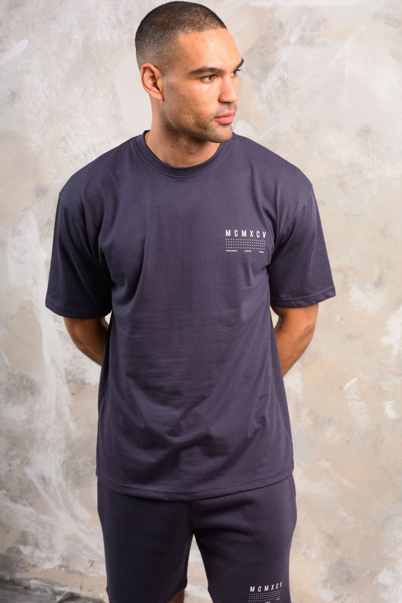 FENTON HOODY TEE & SHORT SET - NAVY