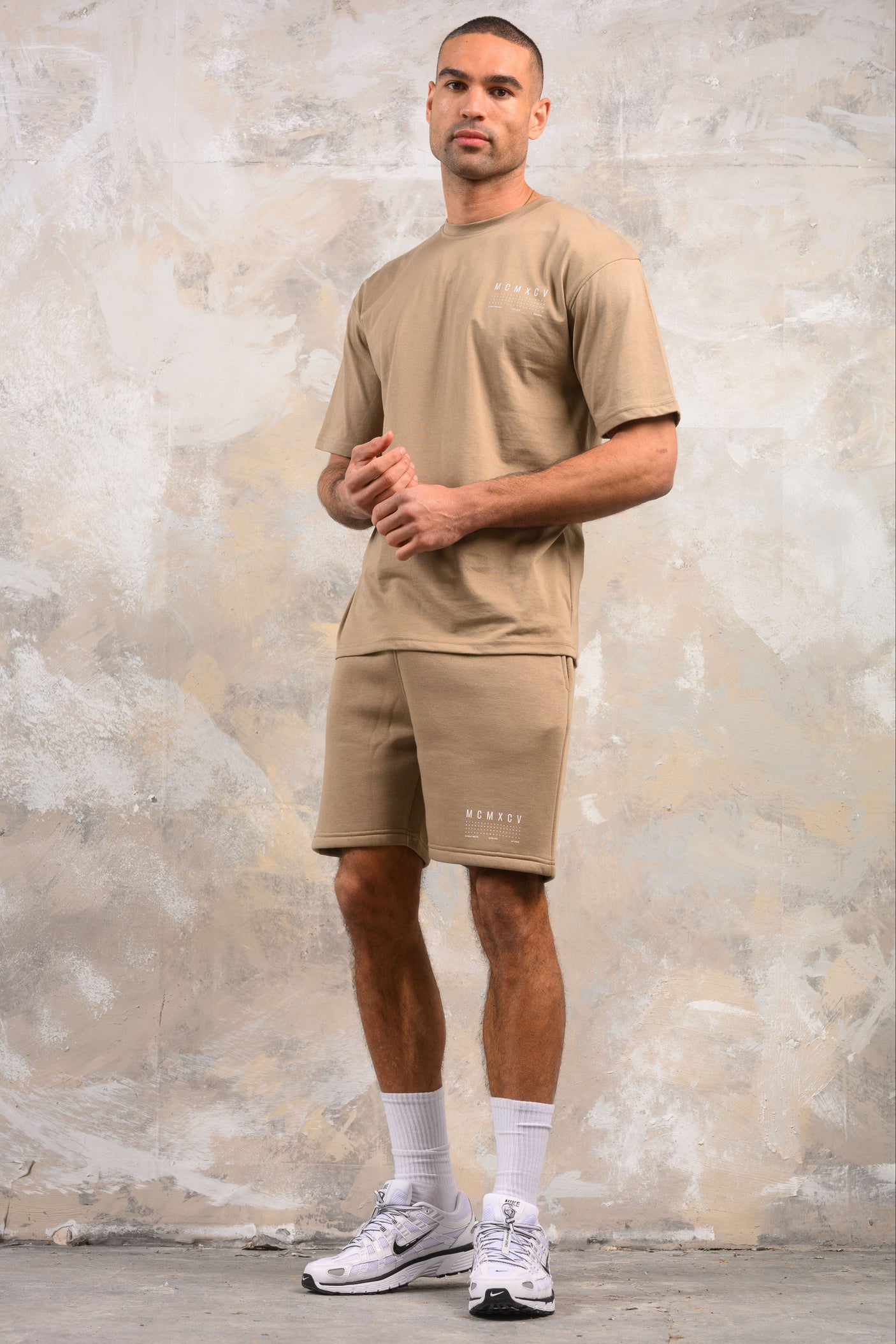 FENTON HOODY TEE & SHORT SET - STONE