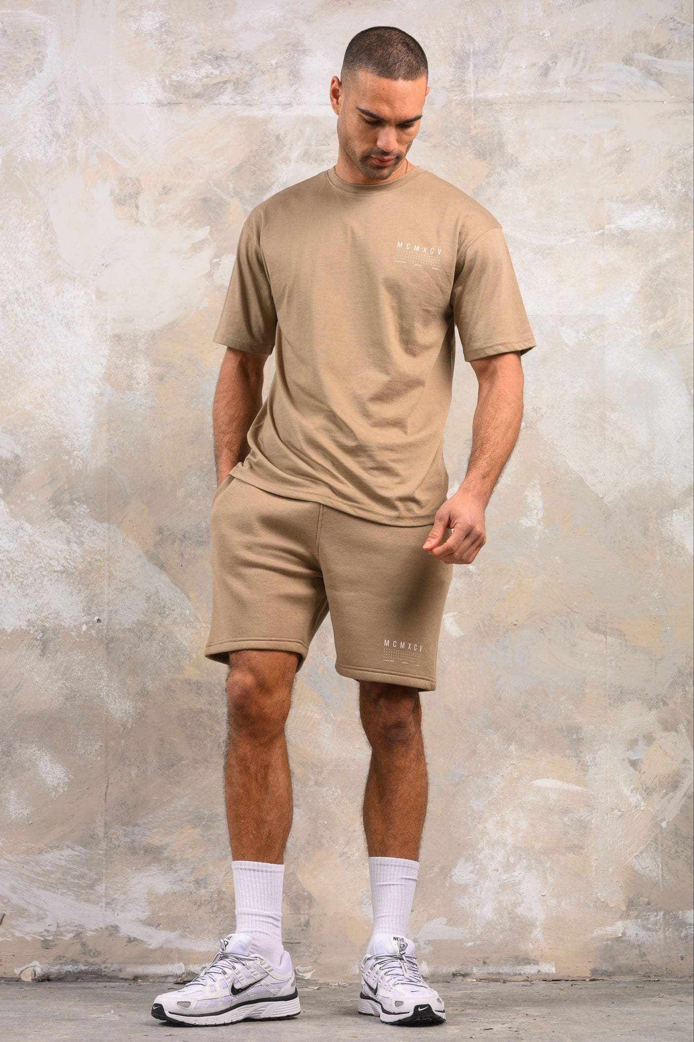 FENTON HOODY TEE & SHORT SET - STONE