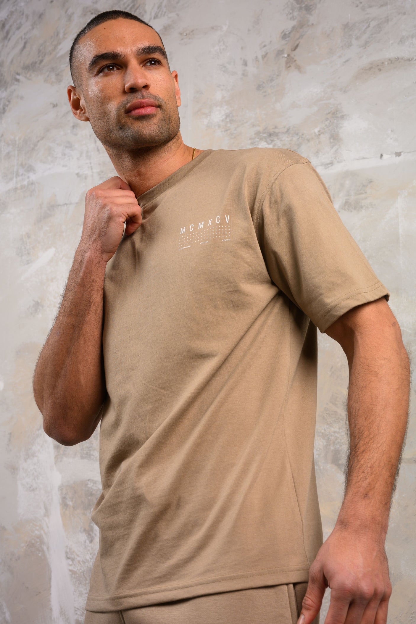 FENTON HOODY TEE & SHORT SET - STONE