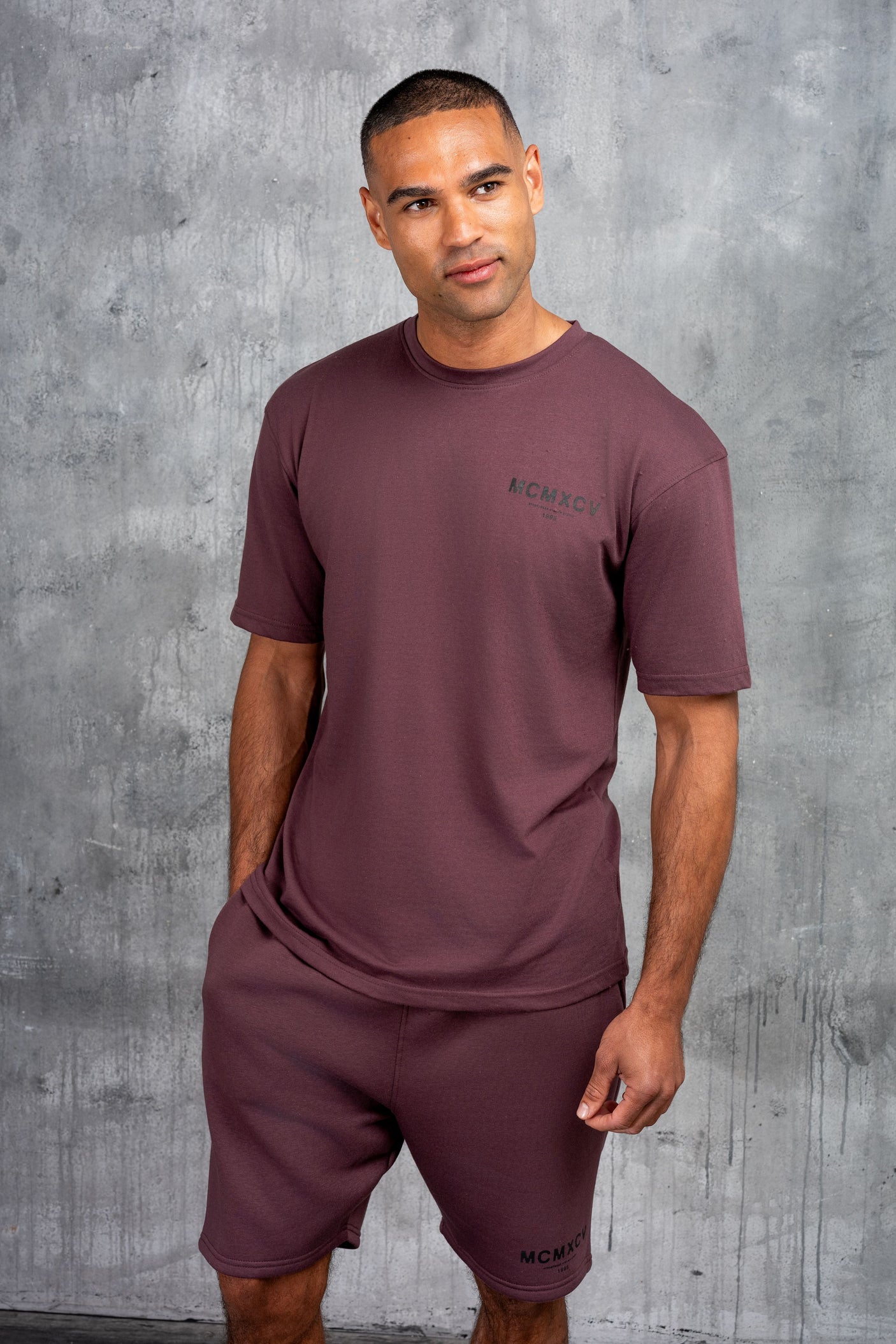 GAMBIT HOODY TEE & SHORT SET - CLARET
