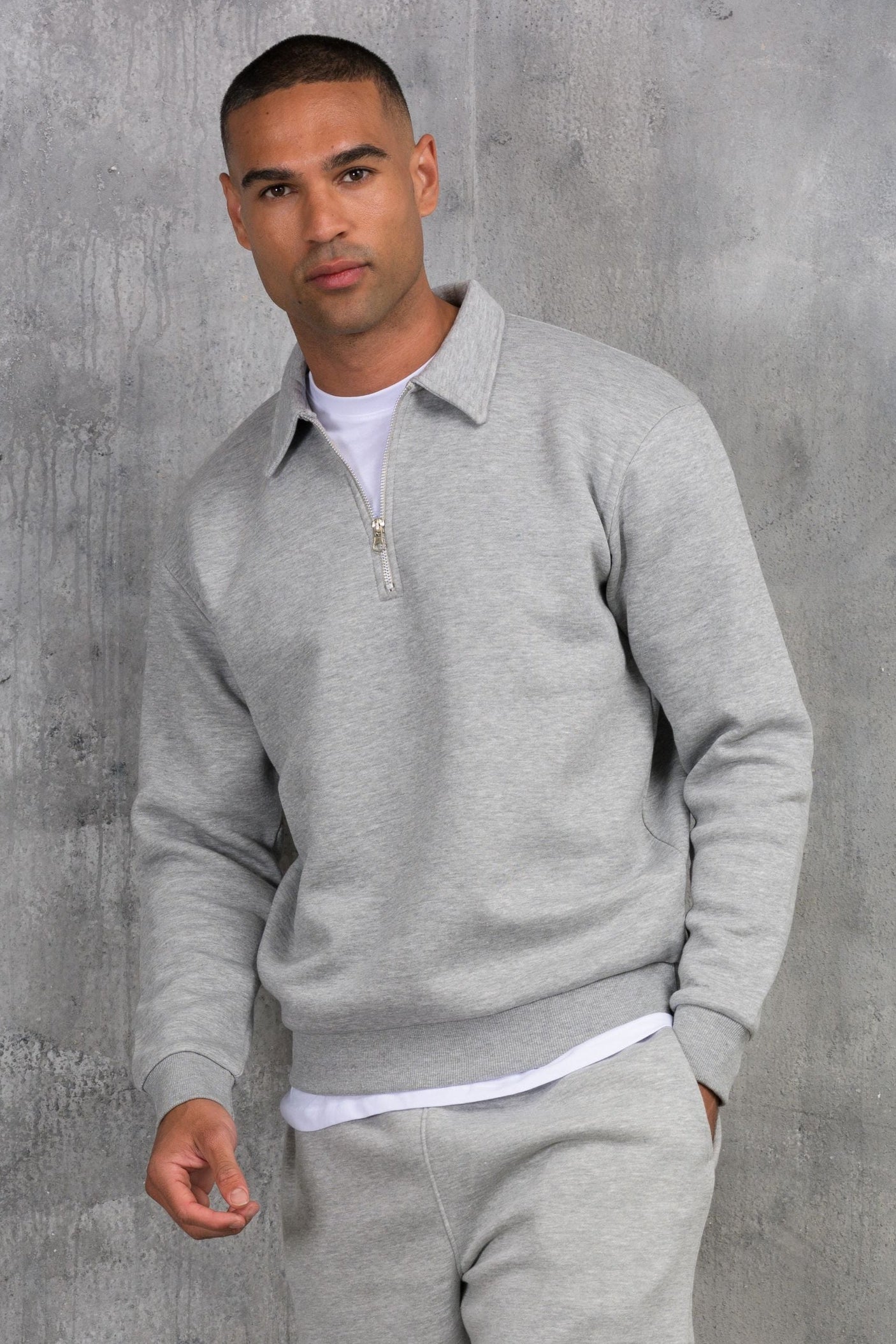 MATEUS 1/4 ZIP - GREY MARL