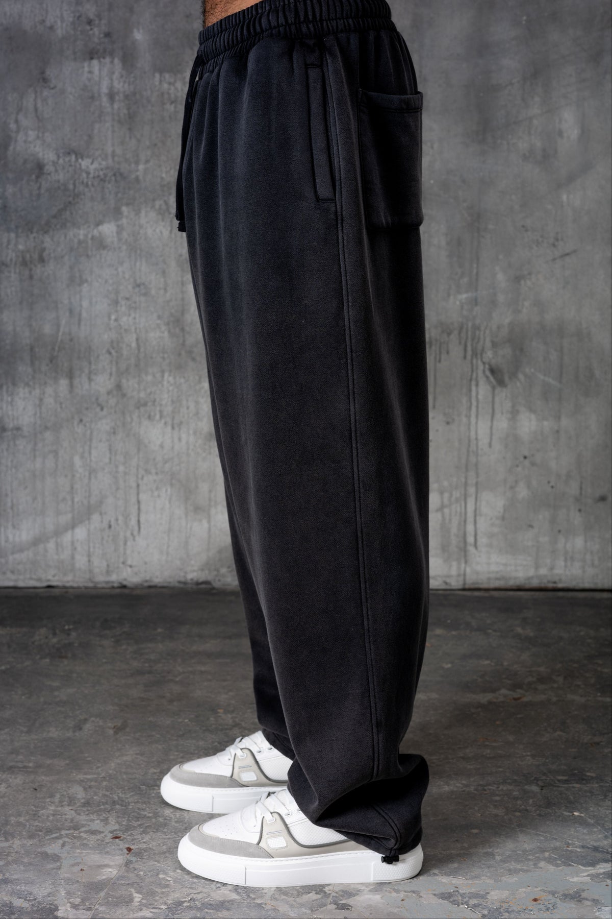 PREMIUM NERO FULL ZIP TRACKSUIT - ACID WASHED BLACK