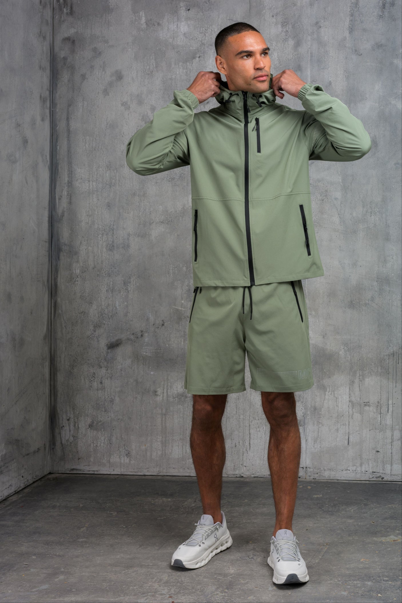 OLYMPUS WINDBREAKER JACKET & SHORT SET- SAGE