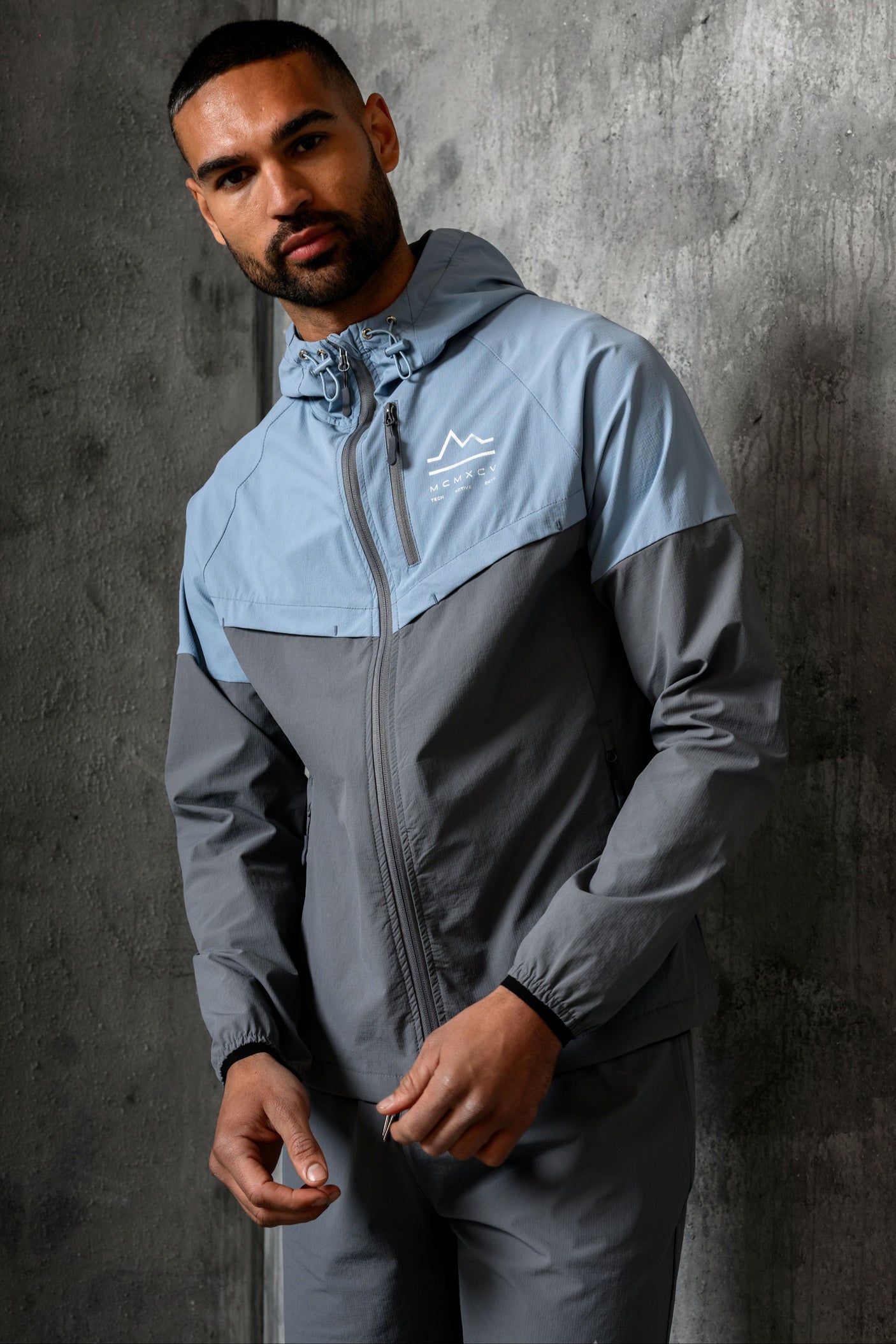 RAPELL WINDBREAKER JACKET - SKY/GREY