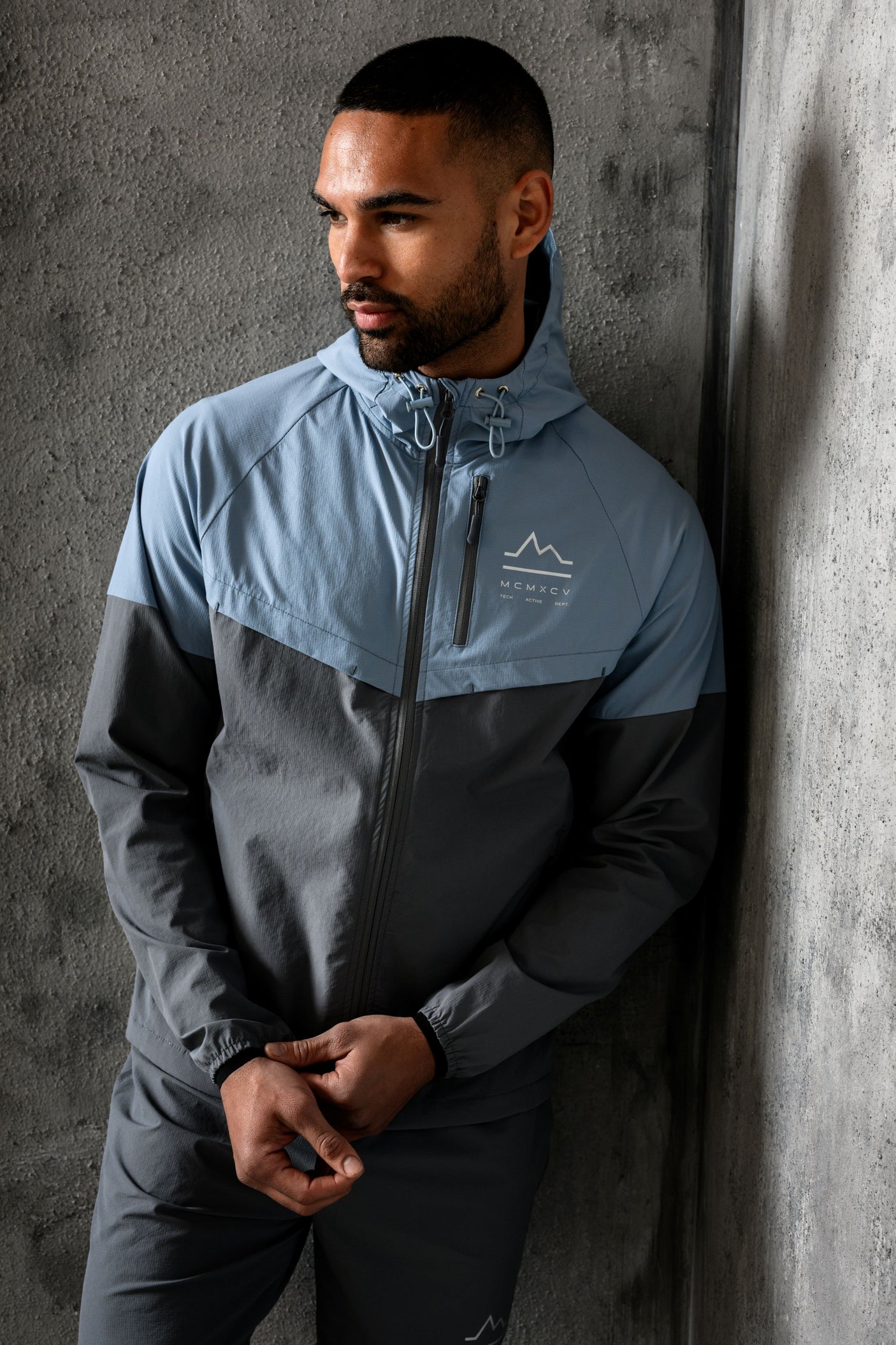RAPELL WINDBREAKER JACKET - SKY/GREY