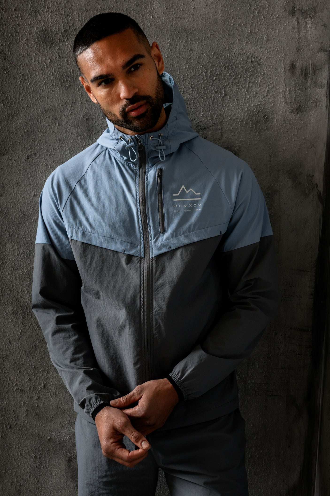 RAPELL WINDBREAKER JACKET - SKY/GREY