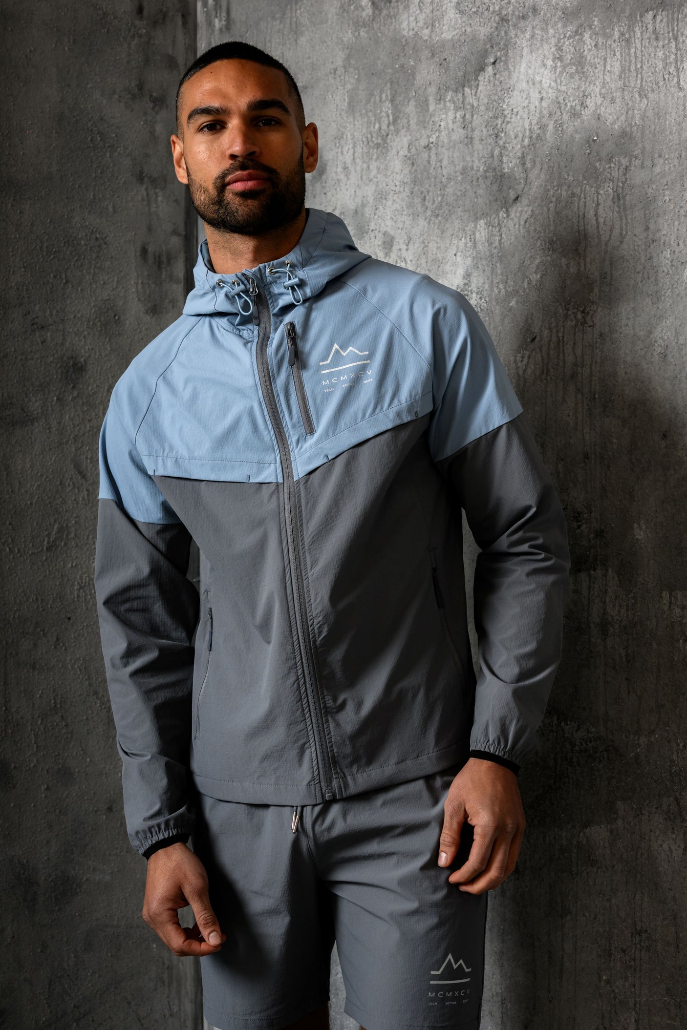 RAPELL WINDBREAKER JACKET - SKY/GREY