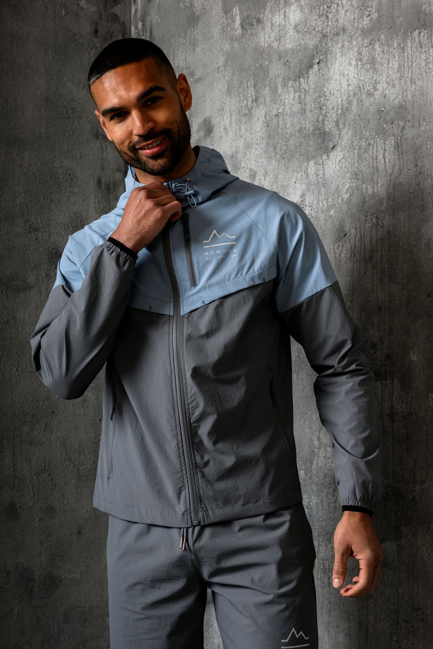 RAPELL WINDBREAKER JACKET - SKY/GREY
