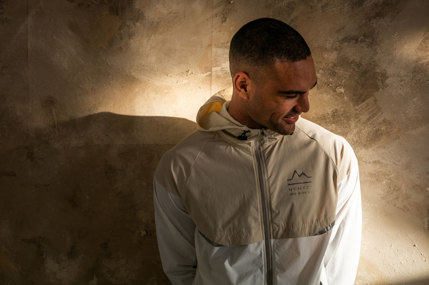 SOLAR WINDBREAKER JACKET & SHORT SET- STONE/OFF WHITE
