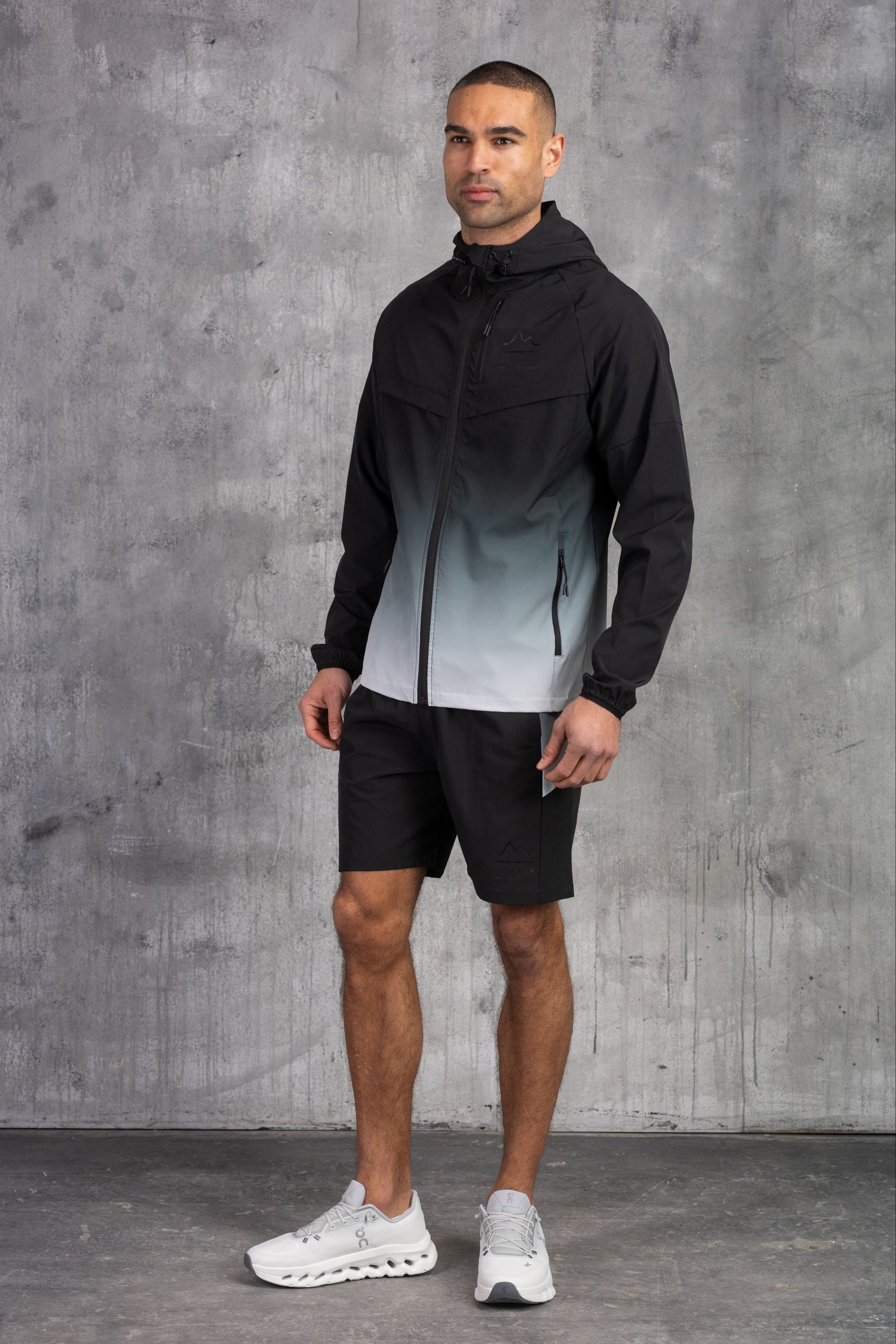 SURGE WINDBREAKER JACKET & SHORT - SILVER/BLACK
