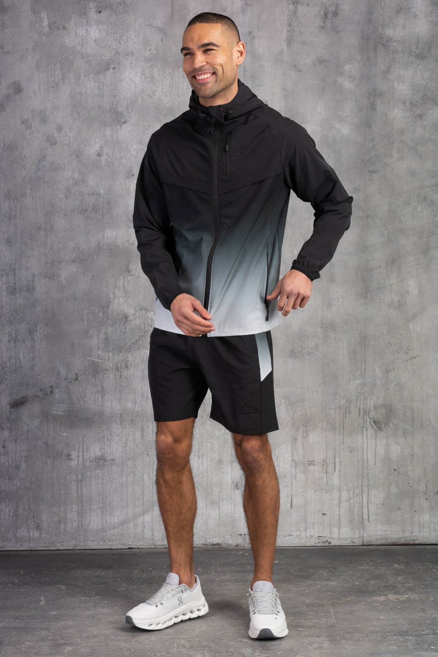 SURGE WINDBREAKER JACKET & SHORT - SILVER/BLACK