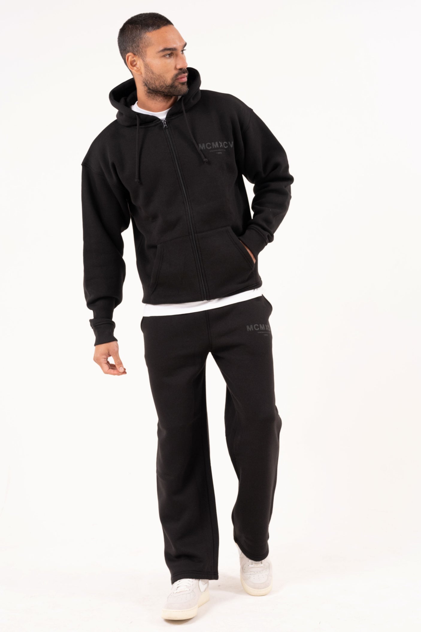 ZEUS OPEN HEM FULL ZIP TRACKSUIT - BLACK