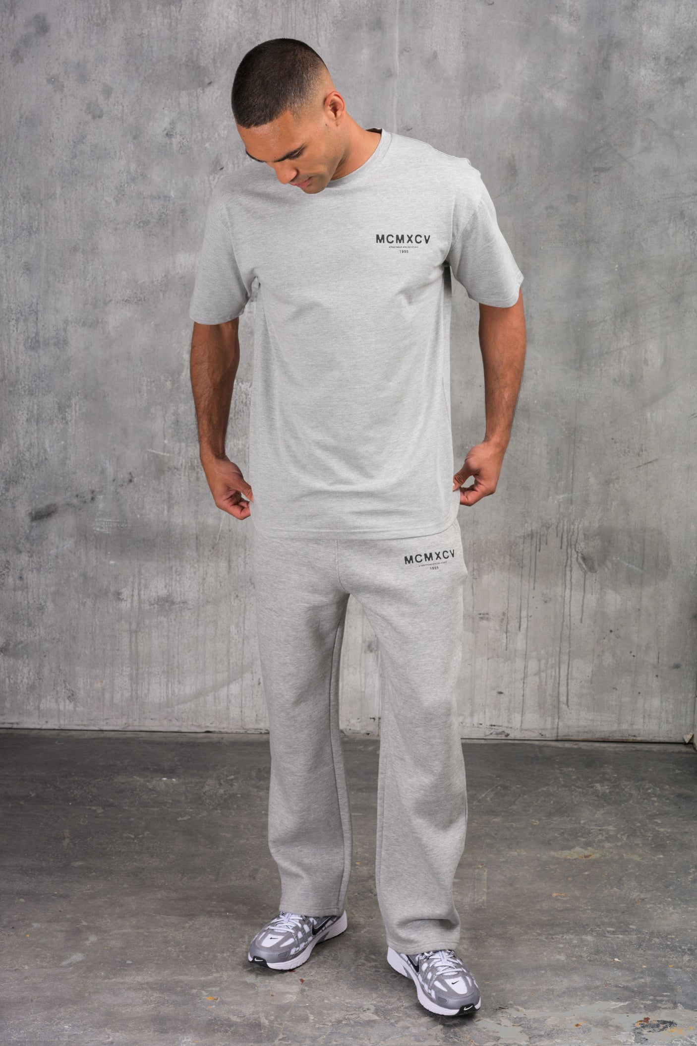 ZEUS TEE & OPEN JOGGER SET - GREY MARL