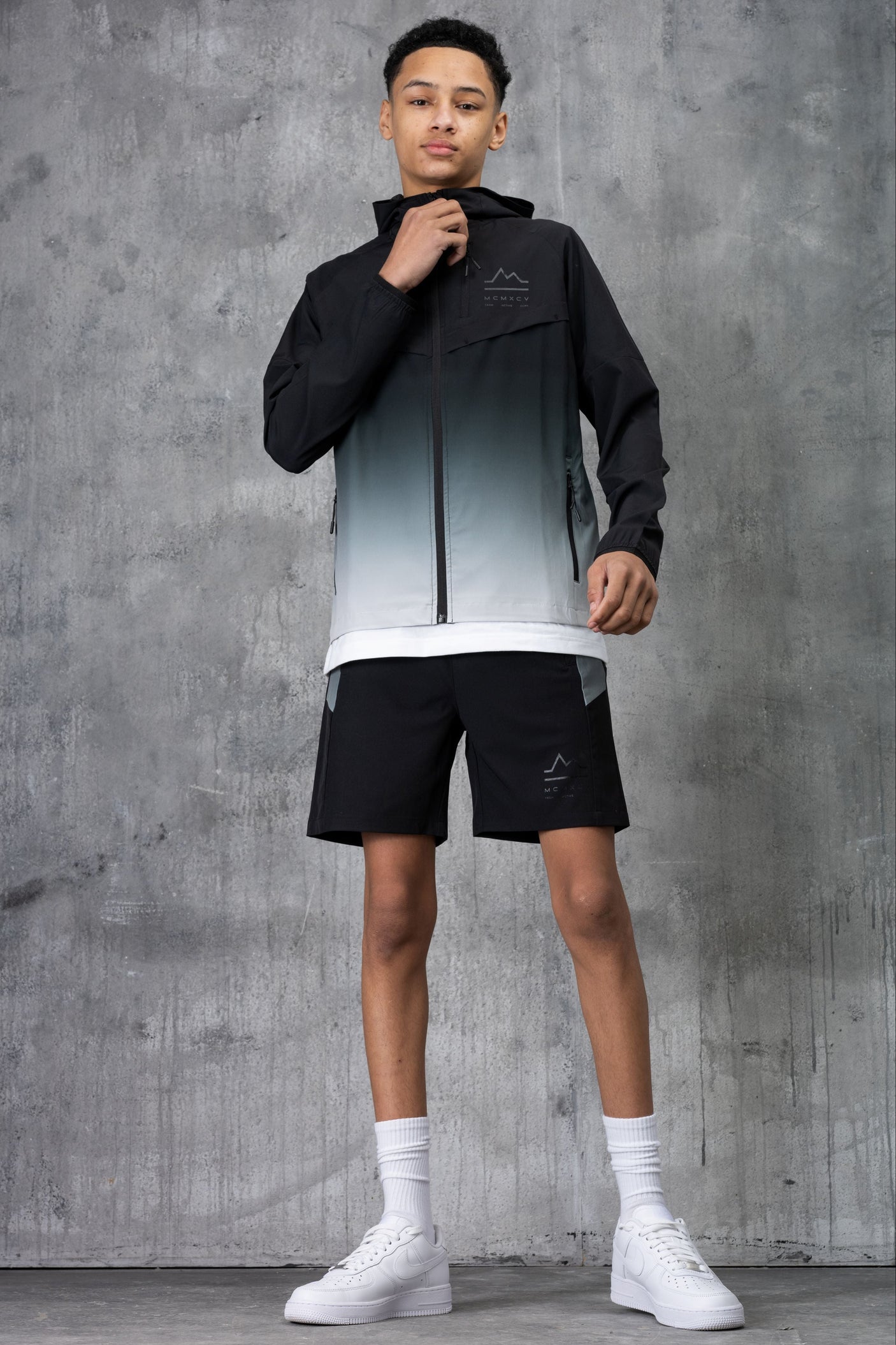 SURGE JUNIOR TECH JACKET & SHORT - SILVER/BLACK