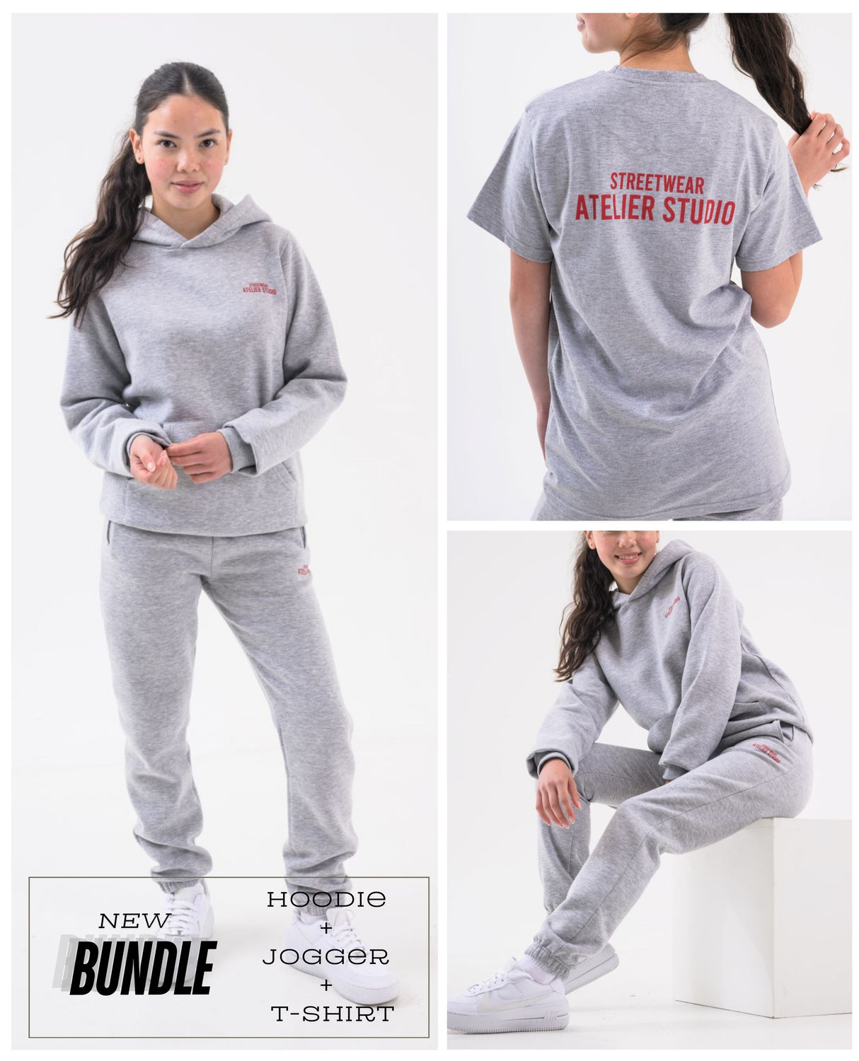 BUNDLE PACK - MAYA GIRLS TRACKSUIT & T-SHIRT SET - GREY MARL