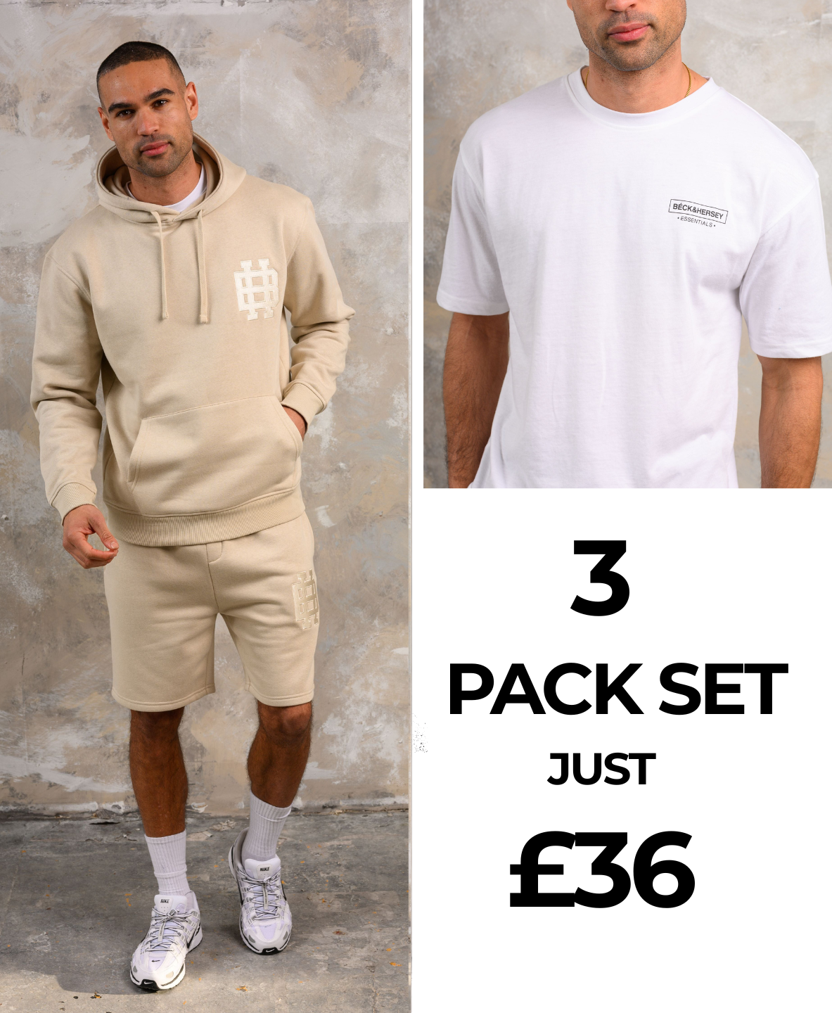CLUB HOODY TEE & SHORT SET - OFF WHITE