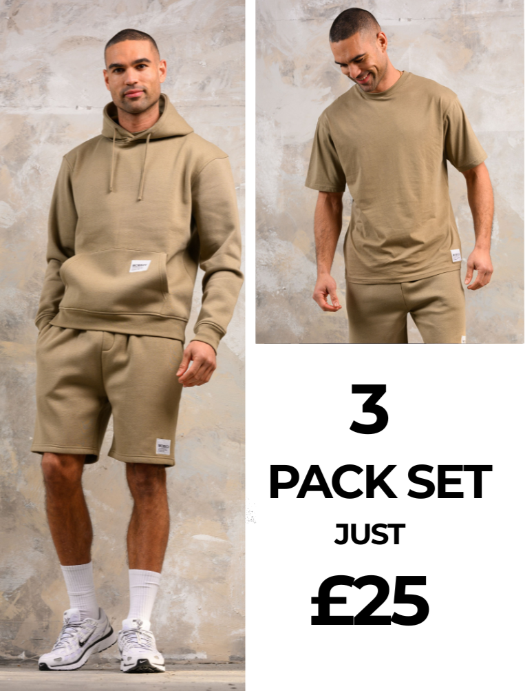 APOLLO HOODY TEE & SHORT SET - STONE