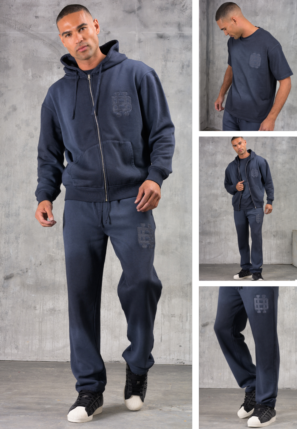 CLUB EDIT PREMIUM TRACKSUIT & T-SHIRT SET - WASHED NAVY