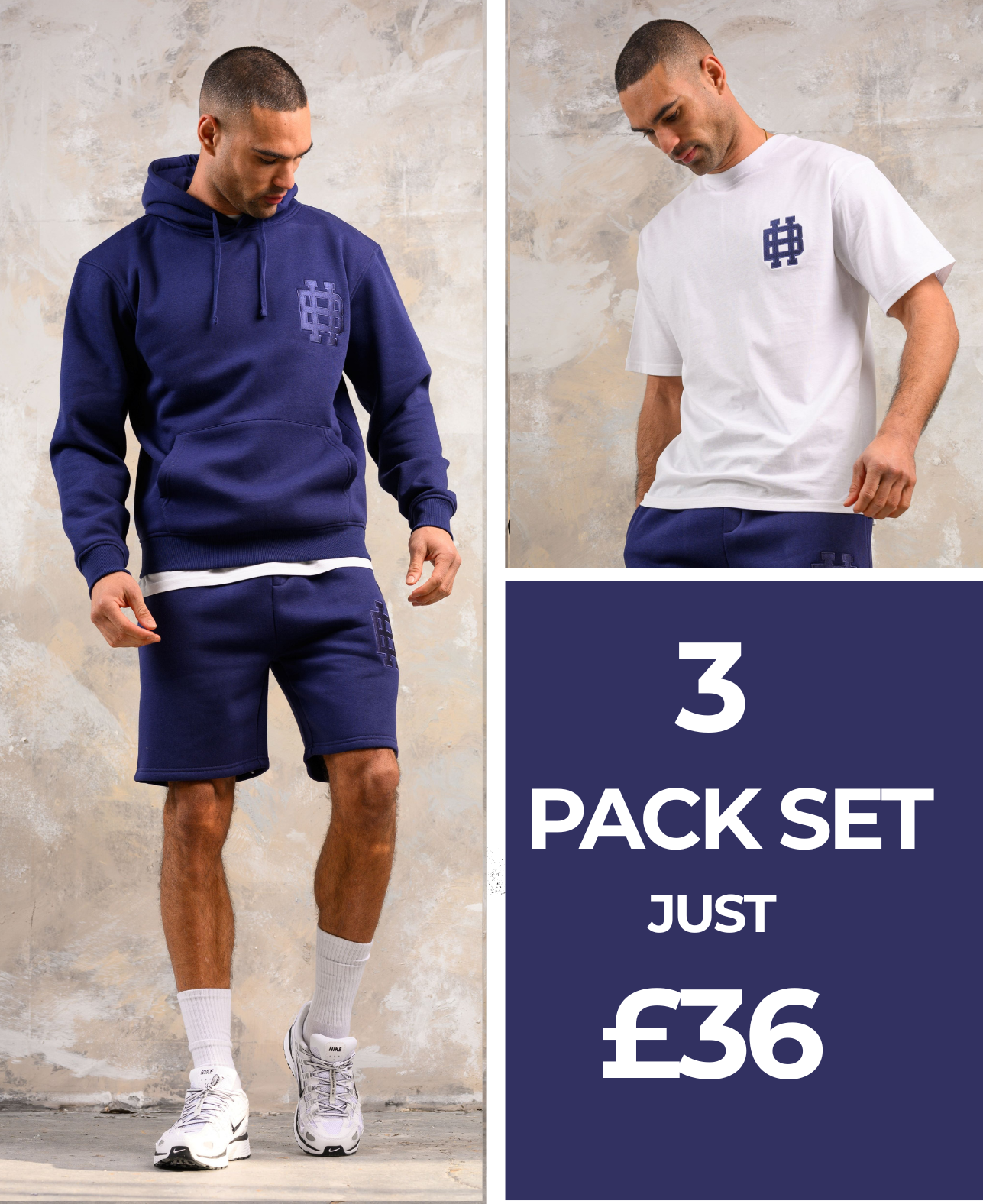 CLUB HOODY TEE & SHORT SET - BLUE