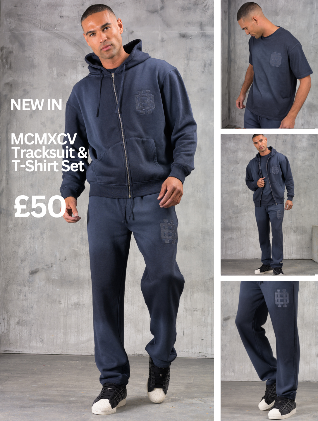 CLUB EDIT PREMIUM TRACKSUIT & T-SHIRT SET - WASHED NAVY