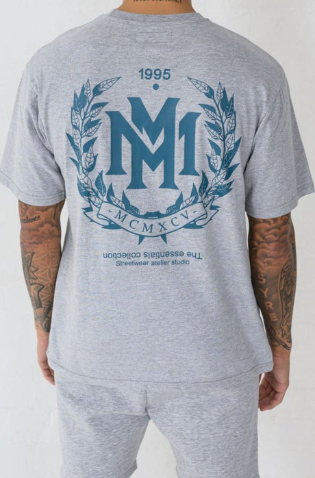 CREST T-SHIRT - GREY MARL