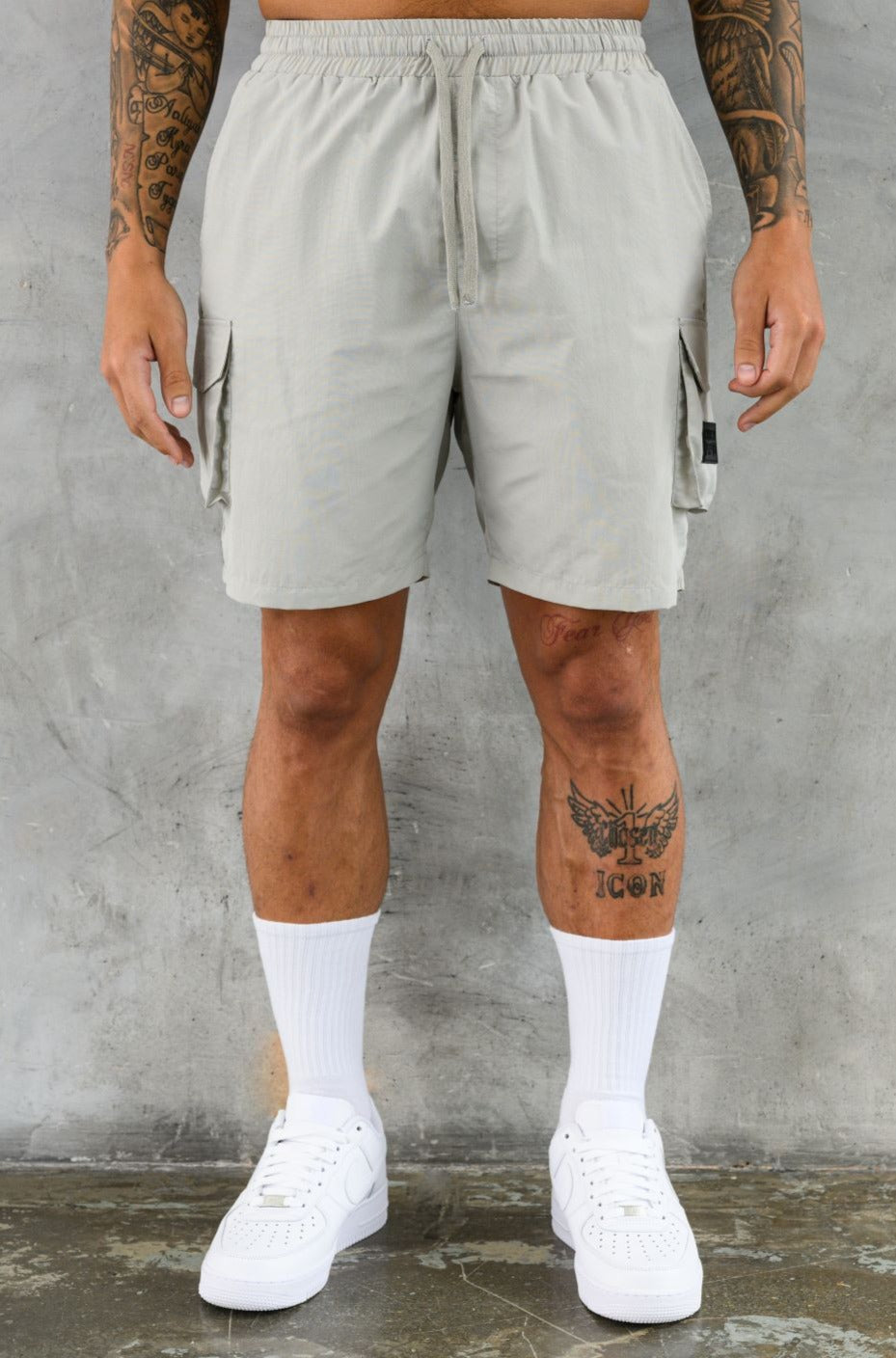 ELITE UTILITY CARGO SHORTS - LT GREY