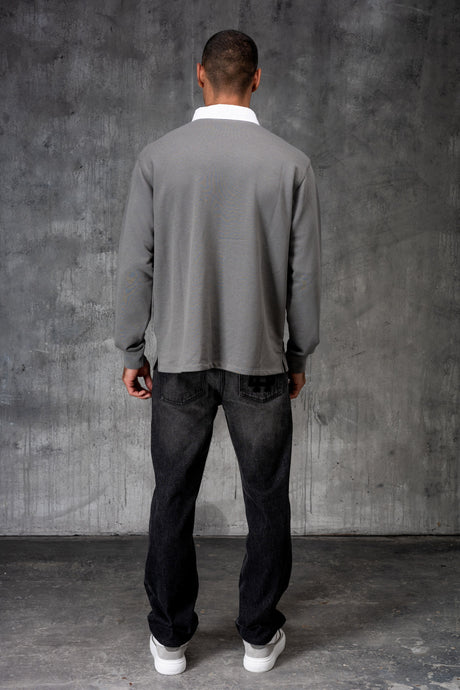 HAMPTON POLO SHIRT - LAVA GREY