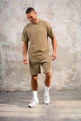 APOLLO HOODY TEE & SHORT SET - STONE