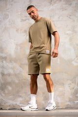 APOLLO HOODY TEE & SHORT SET - STONE