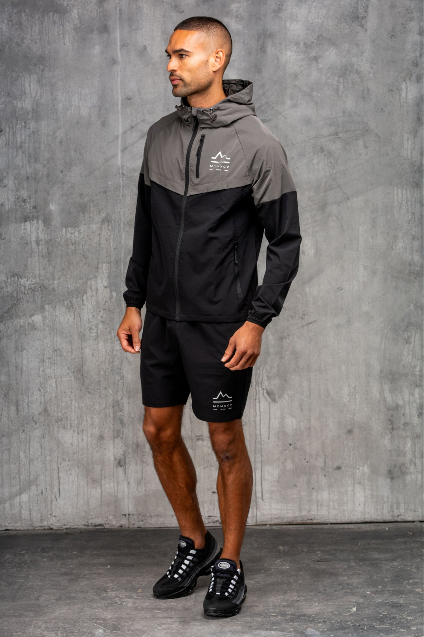ASCENT WINDBREAKER JACKET & SHORT - BLACK/GREY