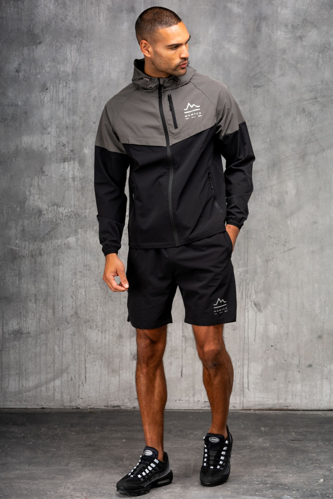ASCENT WINDBREAKER JACKET & SHORT - BLACK/GREY