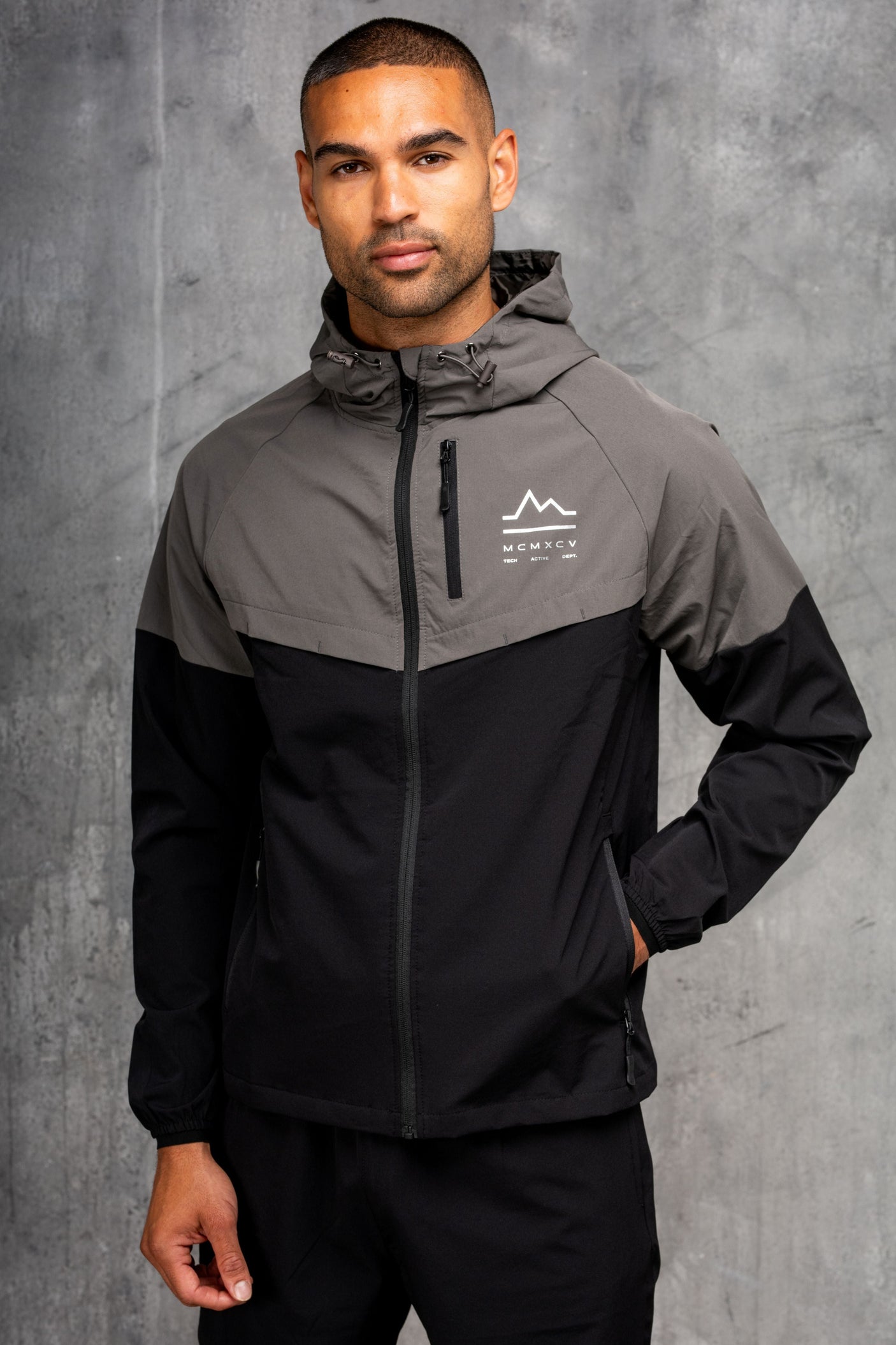 ASCENT WINDBREAKER JACKET & SHORT - BLACK/GREY