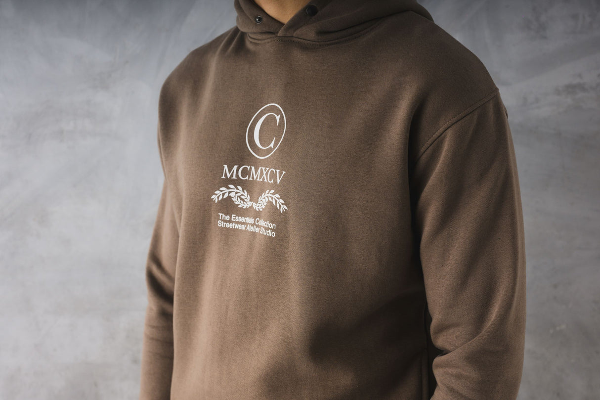 CABLE OTH HOODIE - BARK