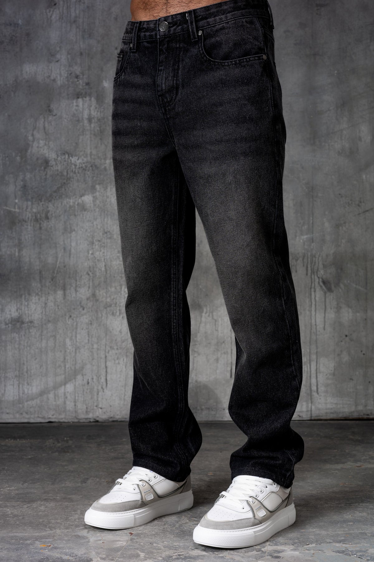 CLUB Premium Washed Denim Jeans - BLACK