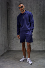 MATEUS 1/4 ZIP & SHORT SET - BLUE