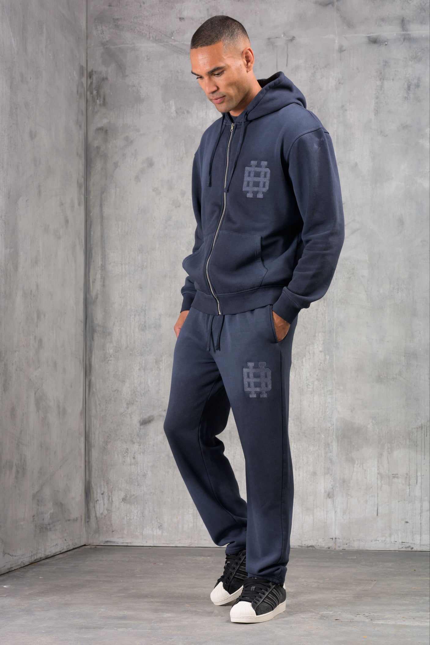 CLUB EDIT PREMIUM TRACKSUIT & T-SHIRT SET - WASHED NAVY