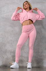 COCO 1/4 ZIP CROP - CANDY PINK