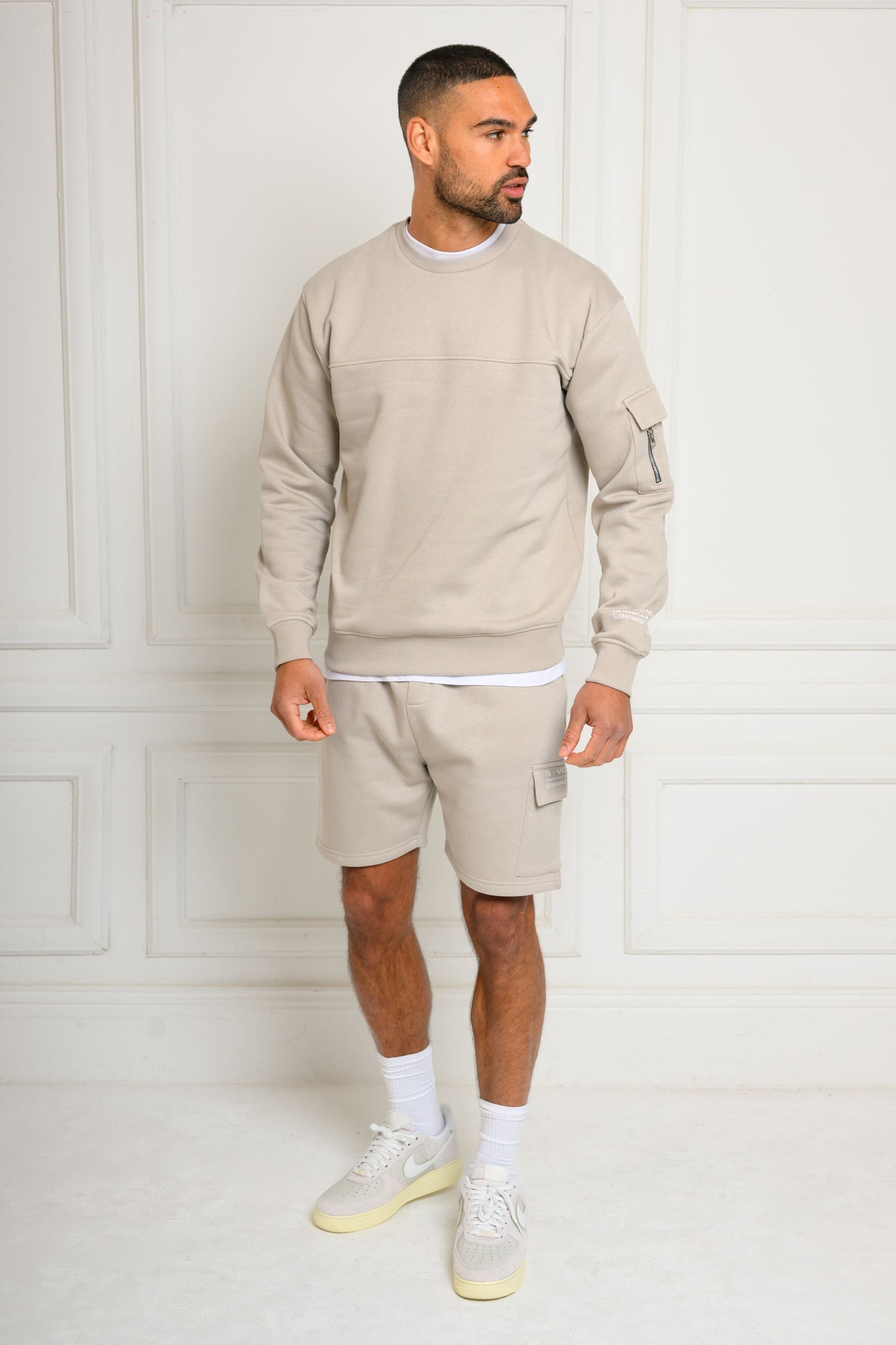 COLE CREW & SHORT SET - ICE GREY