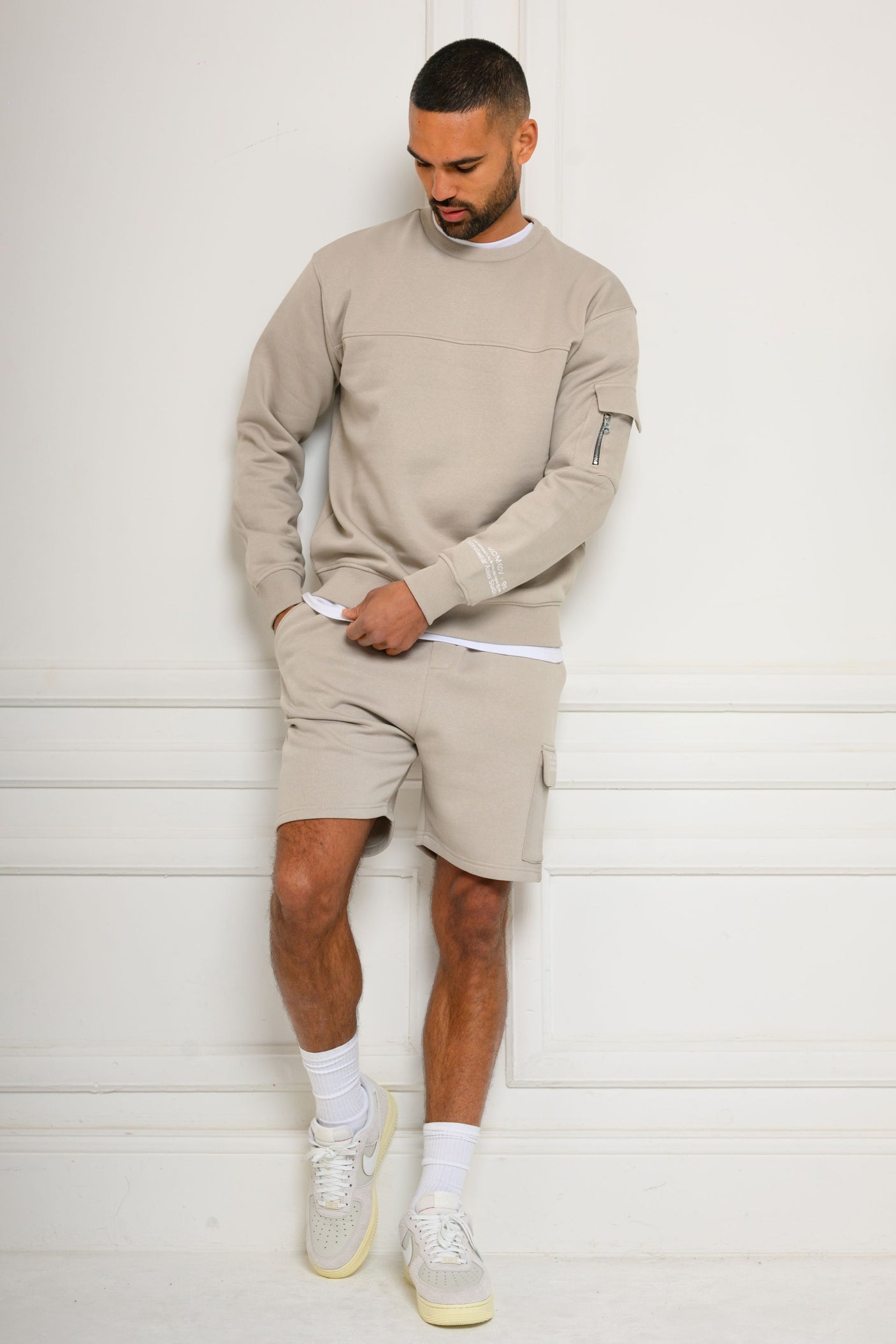 COLE CREW & SHORT SET - ICE GREY