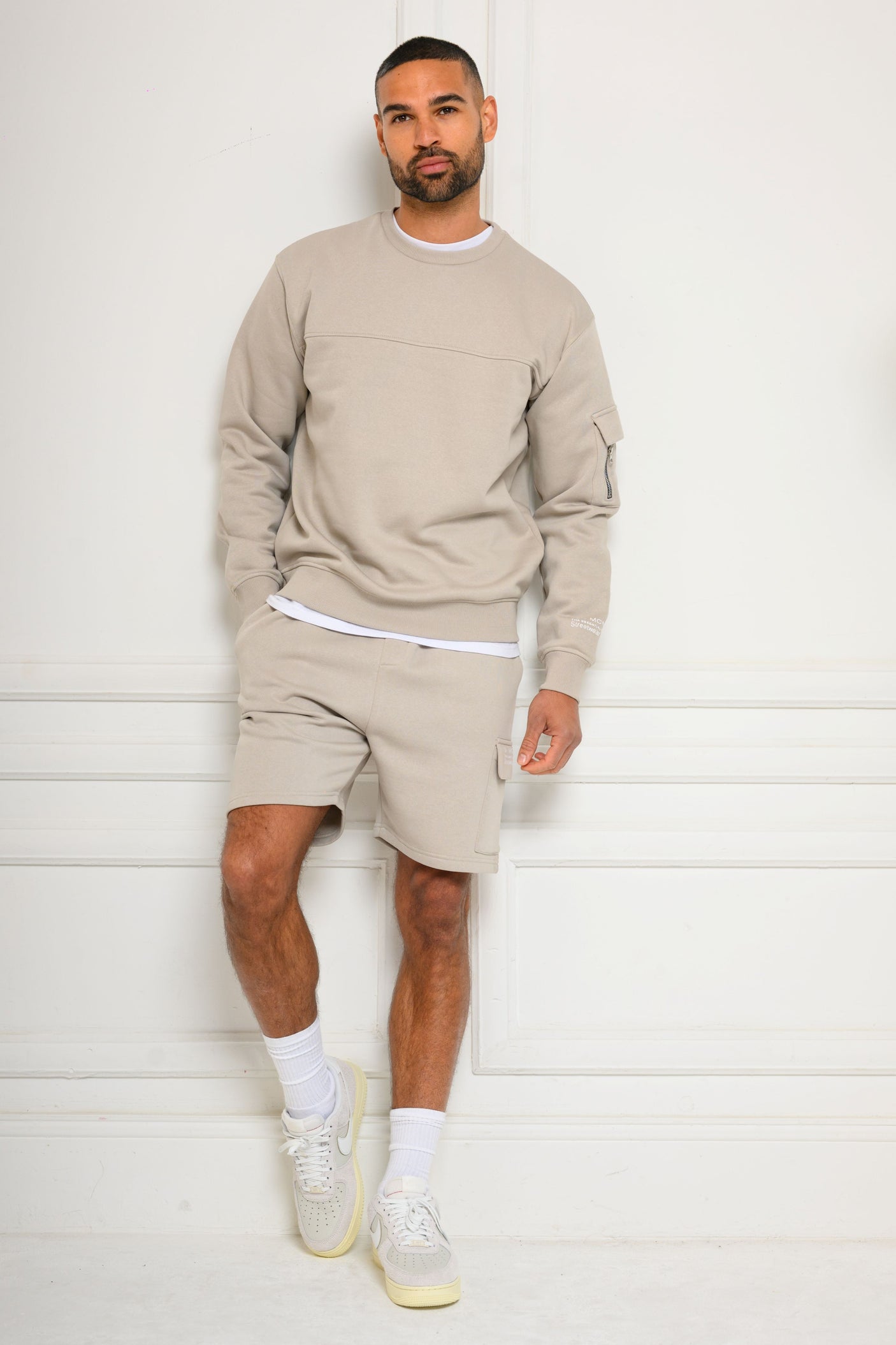 COLE CREW & SHORT SET - ICE GREY